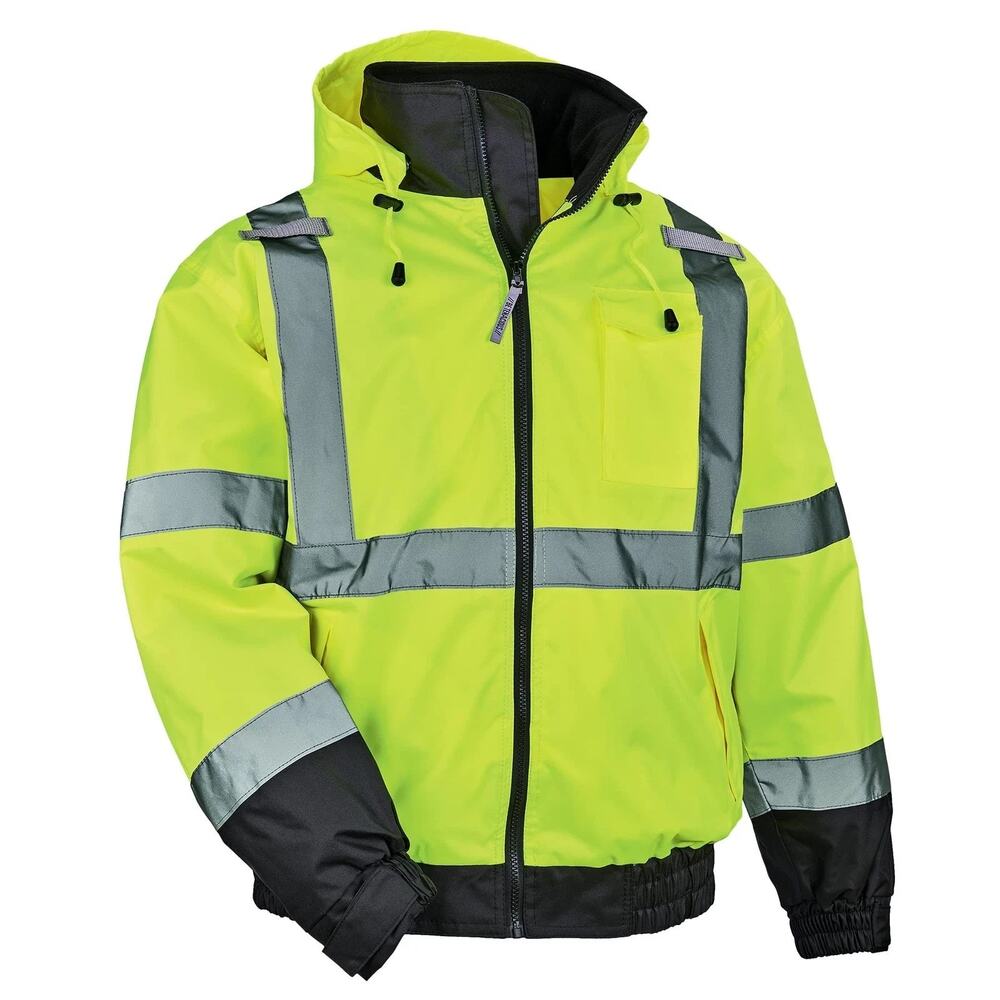 Ergodyne Unisex-Adult 3-in-1 Hi-Vis Winter Bomber Jacket, Lime, Large US